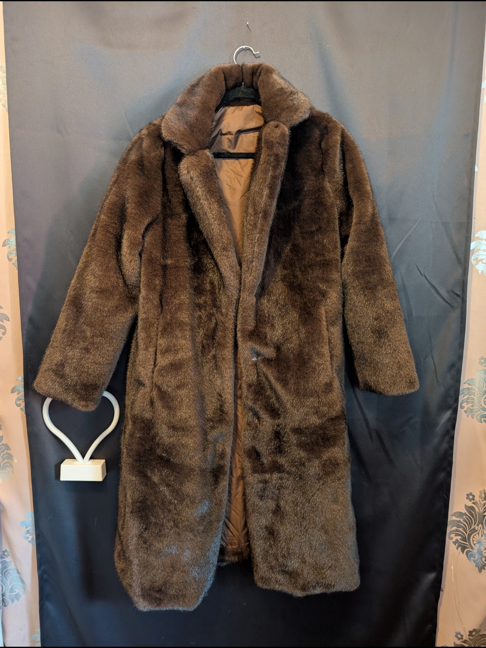 Women's Brown Faux Fur Long Coat